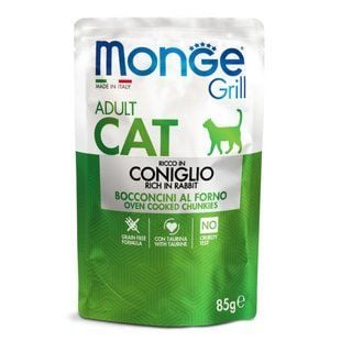 Влажный корм для кошек Monge Grill Adult 85 г - кролик - masterzoo.ua