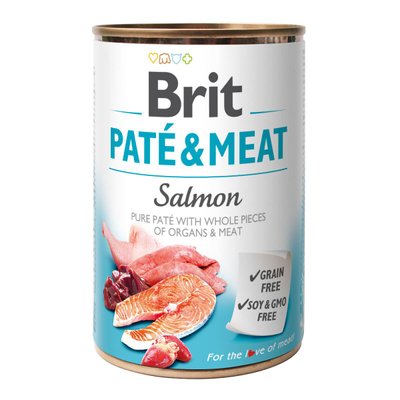 Вологий корм для собак Brit Pate & Meat Salmon 400 г (курка та лосось) - masterzoo.ua