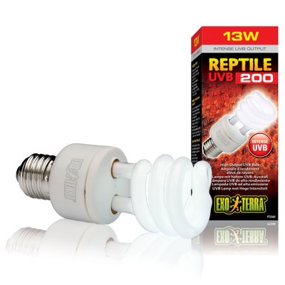 Компактная люминесцентная лампа Exo Terra «Reptile UVB 200» для облучения лучами УФ-В спектра 13 W, E27 (для облучения) - masterzoo.ua