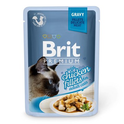 Вологий корм для котів Brit Premium Cat Chicken Fillets Gravy pouch 85 г (філе курки в соусі) - masterzoo.ua