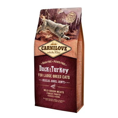 Сухой корм для кошек крупных пород Carnilove Cat Duck & Turkey Large Breed 6 кг (утка и индейка) - masterzoo.ua