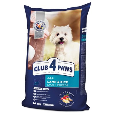 Сухий корм для собак малих порід Club 4 Paws Premium 14 кг (ягня та рис) - masterzoo.ua