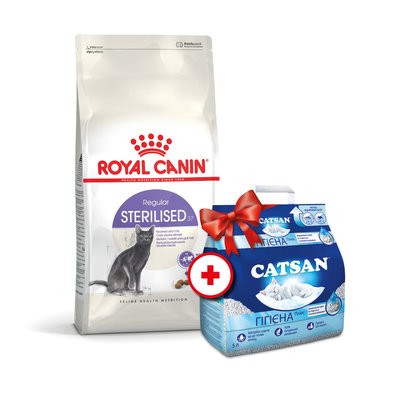 Сухой корм для кошек Royal Canin Sterilised 37, 4 кг - домашняя птица + Catsan 5 л - masterzoo.ua