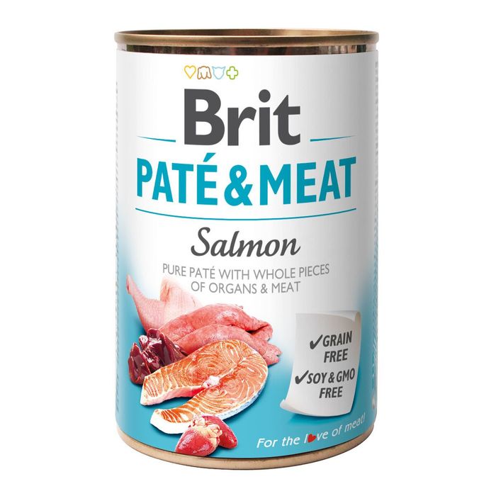 Вологий корм для собак Brit Pate & Meat Salmon 400 г (курка та лосось) - masterzoo.ua