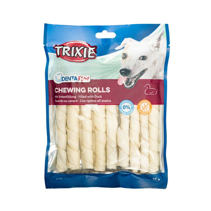 Ласощі для собак Trixie Паличка для чищення зубів Denta Fun 12 см, 270 г / 15 шт. (качка) - masterzoo.ua