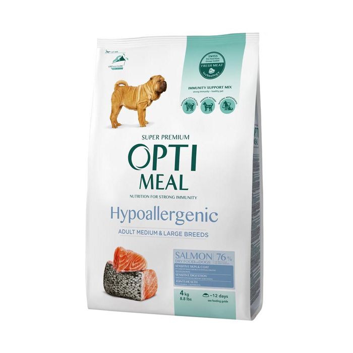 Сухий гіпоалергенний корм Optimeal для дорослих собак середніх та великих порід 4 кг (лосось) - masterzoo.ua