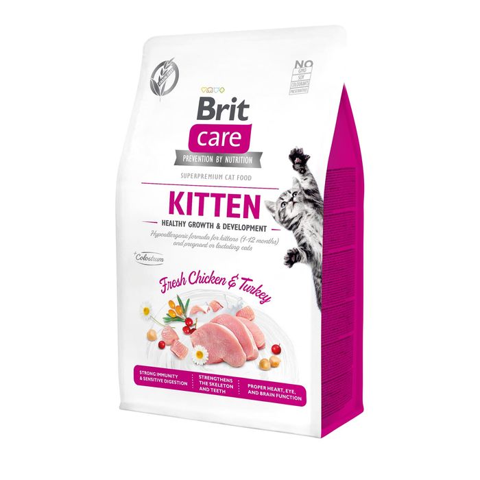 Сухой корм для котят Brit Care Cat GF Kitten HGrowth & Development 400 г (курица и индейка) - masterzoo.ua