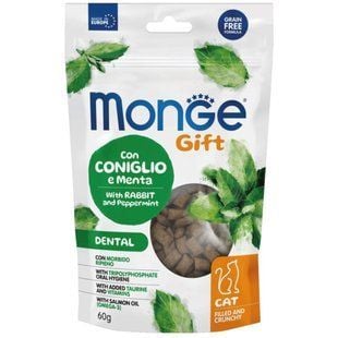Ласощі для котів Monge Gift Dental 60 г - кролик та перцева м'ята - masterzoo.ua