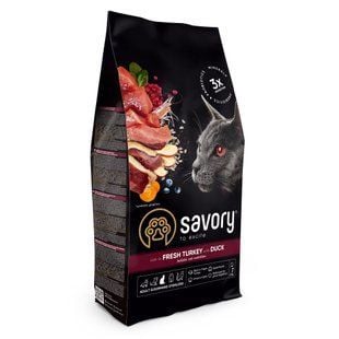Сухий корм для котів Savory Adult Sterilized 2 кг - індичка та качка - masterzoo.ua