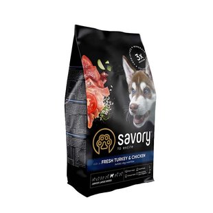 Сухой корм для щенков Savory Junior Large 3 кг - индейка и курица - masterzoo.ua