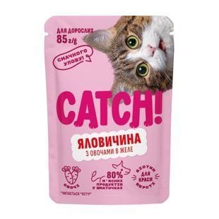 Влажный корм для кошек Catch! 85 г &ndash; говядина и овощи - masterzoo.ua