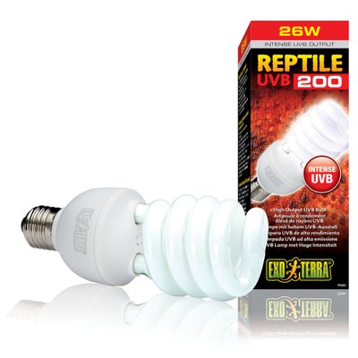 Компактна люмінесцентна лампа Exo Terra «Reptile UVB 200» для опромінення променями УФ-В спектра 26 W, E27 (для опромінення) - masterzoo.ua