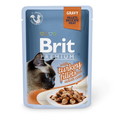 Влажный корм для кошек Brit Premium Cat Turkey Fillets Gravy pouch 85 г (филе индейки в соусе) - masterzoo.ua