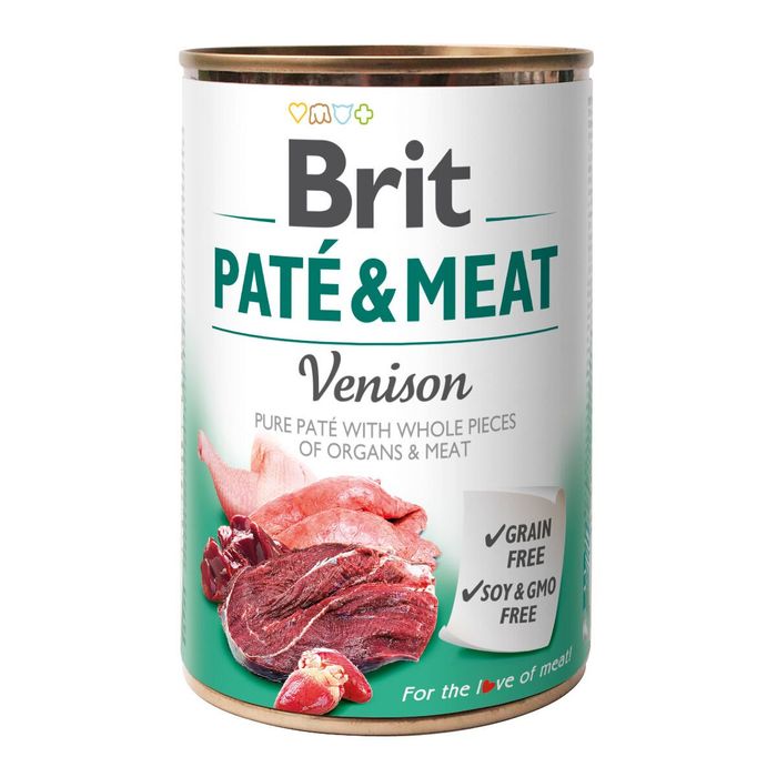 Вологий корм для собак Brit Pate & Meat Venison 400 г (курка та оленина) - masterzoo.ua