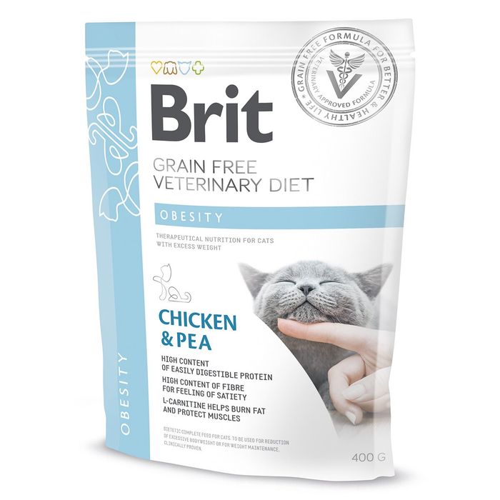 Сухий корм для котів, для зниження ваги Brit GF Veterinary Diet Obesity 400 г (курка) - masterzoo.ua