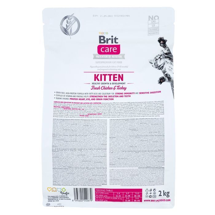 Сухий корм для кошенят Brit Care Grain Free Kitten Health Growth & Development 2 кг - курка та індичка - masterzoo.ua