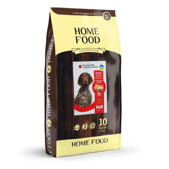 Сухий корм для собак Home Food Hypoallergenic Grain-Free Adult Medium/Maxi 10 кг - м'ясо качки та нут - masterzoo.ua