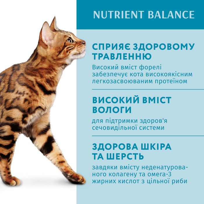 Вологий корм для котів Optimeal pouch 85 г (з фореллю в кремовому соусі) - masterzoo.ua