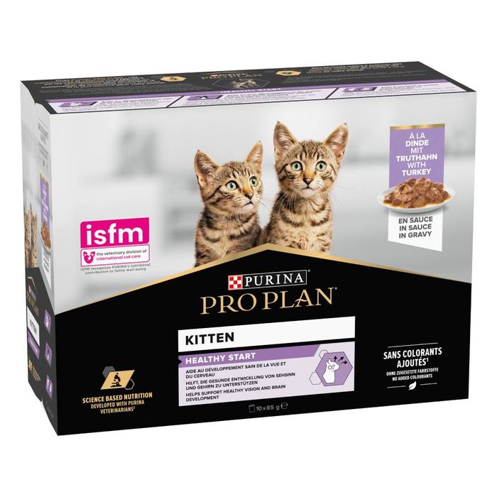 Вологий корм для кошенят Pro Plan Kitten Healthy Start 10 pouch х 85 г - індичка - masterzoo.ua