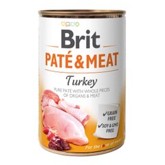 Вологий корм для собак Brit Pate & Meat Turkey 400 г (курка та індичка) - masterzoo.ua