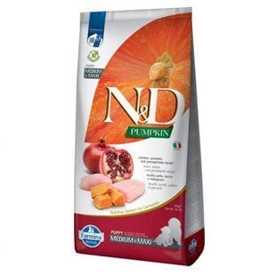 Cухой корм для щенков Farmina N&D Pumpkin Grain Free Puppy Medium Maxi 12 кг - курица, тыква и гранат - masterzoo.ua
