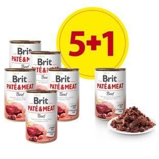 Набір вологого корму для собак Brit Care Pate and Meat 5+1 шт х 400 г - яловичина - masterzoo.ua
