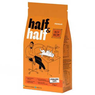 Сухой корм для кошек Half&Half Sterilized 2 кг - говядина - masterzoo.ua