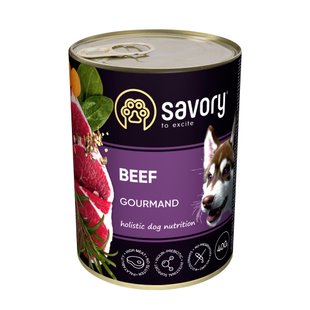 Влажный корм для взрослых собак Savory 400 г - говядина - masterzoo.ua