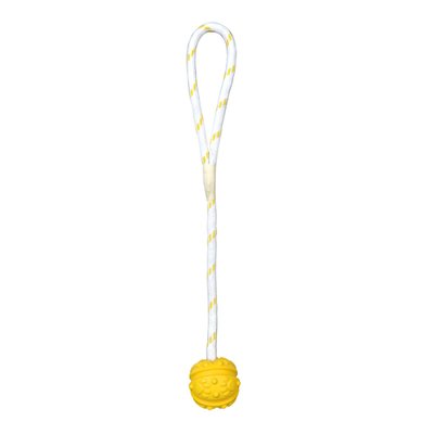 Игрушка для собак Trixie Мяч на верёвке с ручкой 35 см, d=7 см (резина, цвета в ассортименте) - masterzoo.ua