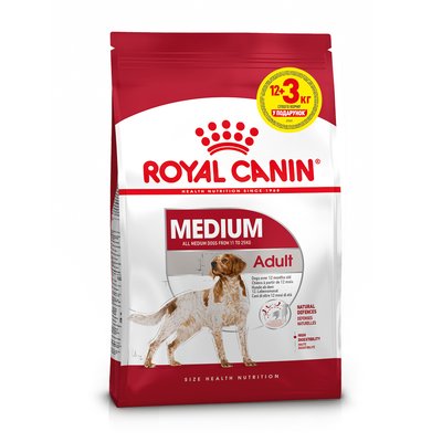 Сухий корм для собак Royal Canin Medium Adult 12+3 кг - домашня птиця - masterzoo.ua