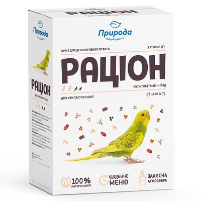 Корм для волнистых попугаев Природа «Рацион» 1,5 кг - masterzoo.ua