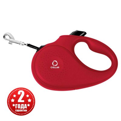 Повідець-рулетка для собак Collar L 5 м/50 кг зі стрічкою (червона)
