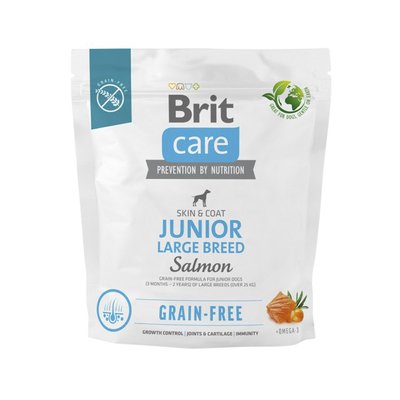 Сухий корм для молодих собак великих порід Brit Care Dog Grain-free Junior Large Breed беззерновий | (лосось) 1 кг - masterzoo.ua