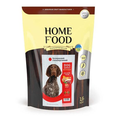 Сухий корм для собак Home Food Hypoallergenic Grain-Free Adult Medium/Maxi1,6 кг - м'ясо качки та нут - masterzoo.ua