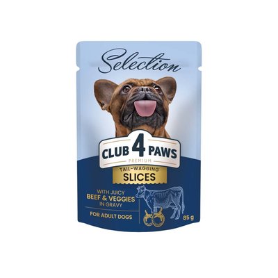 Влажный корм для взрослых собак малых пород собак Club 4 Paws Premium Selection pouch 85 г (говядина и овощи) - masterzoo.ua