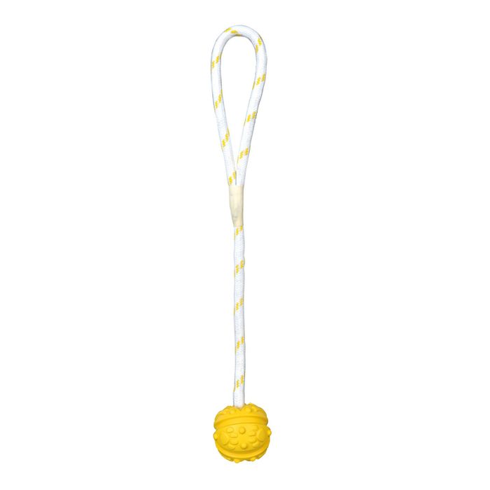Іграшка для собак Trixie М'яч на мотузці з ручкою 35 см, d=7 см (гума, кольори в асортименті) - masterzoo.ua