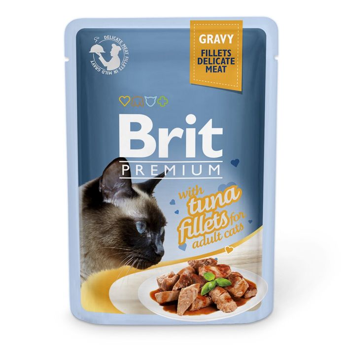 Вологий корм для котів Brit Premium Cat Tuna Fillets Gravy pouch 85 г (філе тунця в соусі) - masterzoo.ua