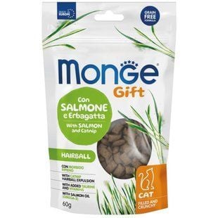 Ласощі для котів Monge Gift Hairball 60 г - лосось та котяча м'ята - masterzoo.ua