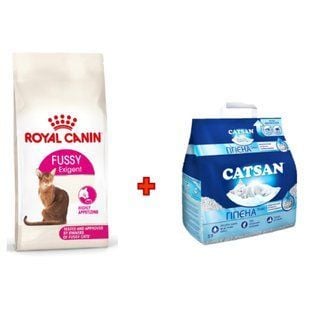 Сухой корм для кошек Royal Canin Fussy Exigent 4 кг + Catsan минеральный наполнитель 5 л - masterzoo.ua