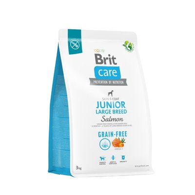 Сухий корм для молодих собак великих порід Brit Care Dog Grain-free Junior Large Breed беззерновий | (лосось) 3 кг - masterzoo.ua
