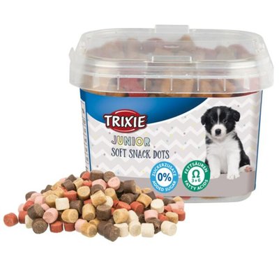 Витаминизированное лакомство для щенков Trixie Junior Soft Snack Dots с Омега-3 и Омега-6, 140 г (курица и лосось) - masterzoo.ua