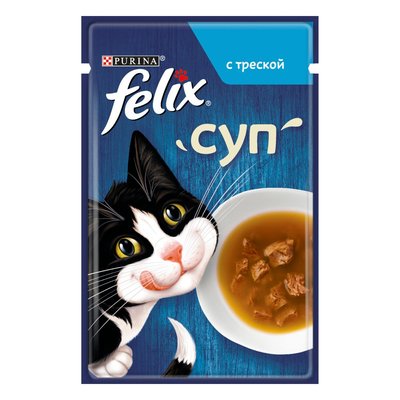 Вологий корм для кішок Felix Soup pouch 48 г - тріска