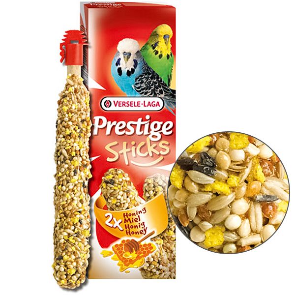 Ласощі для хвилястих папуг Versele-Laga «Prestige Sticks Budgies Honey» 60 г / 2 шт (мед) - masterzoo.ua