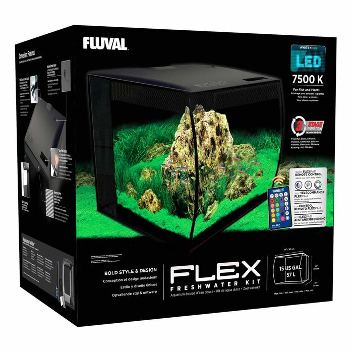 Аквариумный набор Fluval «Flex» чёрный, овальный (57 л) - masterzoo.ua