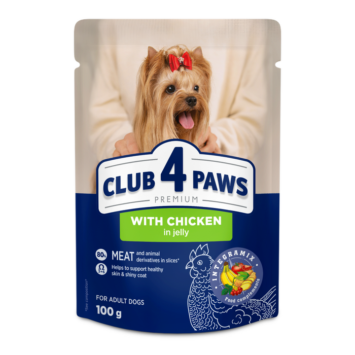 Набір вологого корму для собак Club 4 Paws Premium Adult 18+6 шт х 100 г - курка - masterzoo.ua