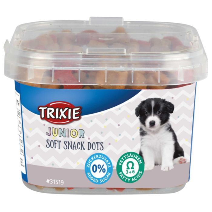 Вітамінізовані ласощі для цуценят Trixie Junior Soft Snack Dots з Омега-3 і Омега-6, 140 г (курка та лосось) - masterzoo.ua