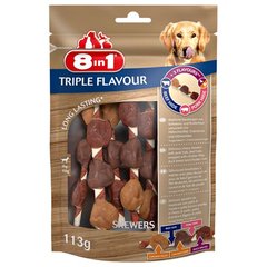 Ласощі для собак 8in1 Triple Flavour Skewers Паличка з м'ясом 13 см, 113 г / 6 шт. (яловичина та свинина) - masterzoo.ua