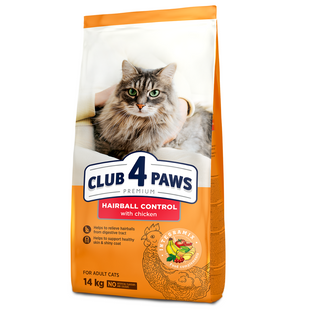 Сухий корм для котів Club 4 Paws Premium Hairball Control 14 кг - курка - masterzoo.ua
