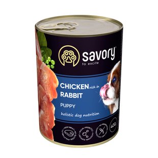 Влажный корм для щенков Savory 400 г - курица и кролик - masterzoo.ua