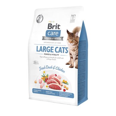 Сухой корм для кошек крупных пород Brit Care Cat GF Large cats Power & Vitality 400 г (курица и утка) - masterzoo.ua